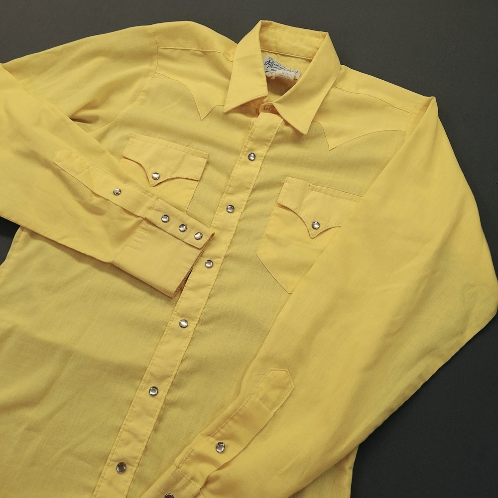 Rockmount Ranch Wear Mens Yellow Pearl Snap Western Shirt Custom Fitted 15 M 650